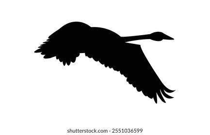 Flying Swan Silhouette Design  And Vector Illustration. 