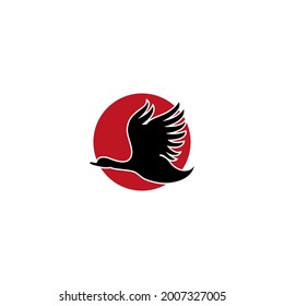 Flying swan vector illustration for icon, symbol or logo