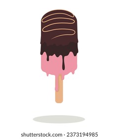 Flying sweet ice-cream on white background