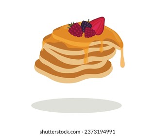 Flying sweet pancakes on white background