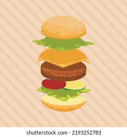 Fliegende, leckere Burger-Vektorgrafik