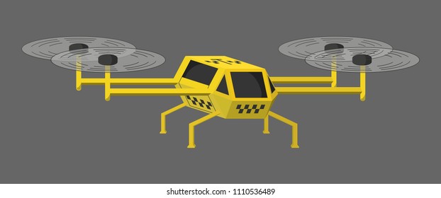 Flying taxi drone. Flat style vector illustration.
