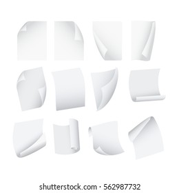 Flying Template Blank White Paper Set Empty Mock Up Place for Your Text. Vector illustration