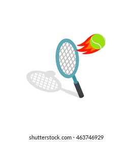 Flying tennis ball icon in isometric 3d style isolated on white background