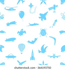 flying theme theme symbols and icons seamless pattern eps10