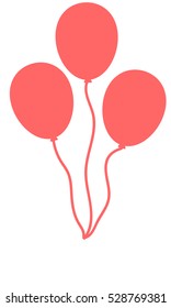 Flying Three red balloon on white background