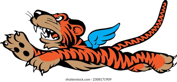 Flying Tiger (Editable) - Vector Illustration