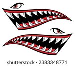 Flying tigers bomber plane vector graphic angry shark teeth shark mouth car decal motorcycle helmet and gas tank sticker