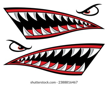 Flying tigers shark teeth car sticker motorcycle gas tank decal and helmet sticker