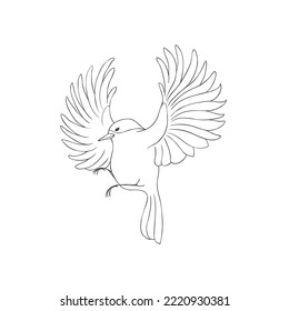 Flying Titmouse Bird on the White Background. Vector Illustration.