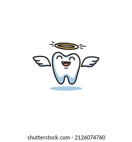 Flying tooth angel logo. The friendly gear design is suitable for both dental and children-related businesses