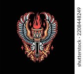 flying torch tattoo vector desgin