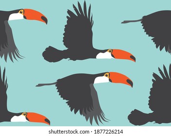 Flying toucans seamless pattern vector