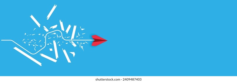 flying towards success, overcoming obstacles.Overcoming obstacles idea concept