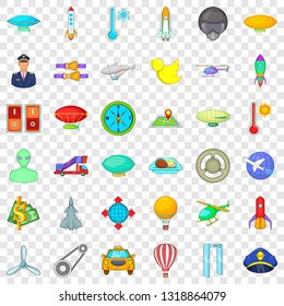 Flying transport icons set. Cartoon style of 36 flying transport vector icons for web for any design