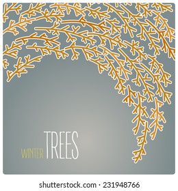 Flying tree , card vector illustration with dark gray background