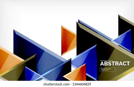 Flying triangles compostion geometric background. Vector illustration