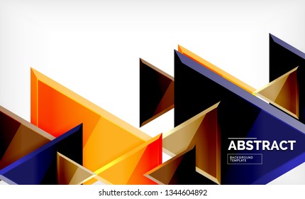 Fliegende Dreiecke, geometrischer Hintergrund der Komposition. Vektorgrafik