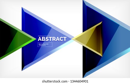 Flying triangles compostion geometric background. Vector illustration