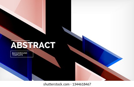 Flying triangles compostion geometric background. Vector illustration