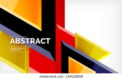 Flying triangles compostion geometric background. Vector illustration