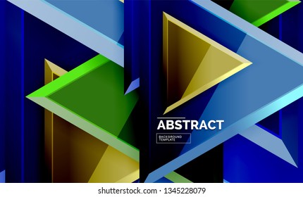 Flying triangles compostion geometric background. Vector illustration