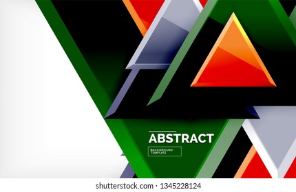 Flying triangles compostion geometric background. Vector illustration