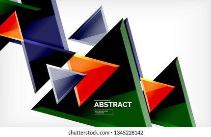 Flying triangles compostion geometric background. Vector illustration