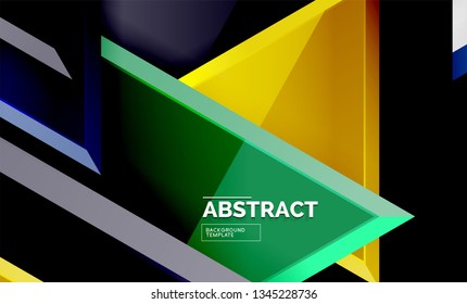 Flying triangles compostion geometric background. Vector illustration