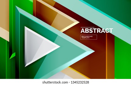 Flying triangles compostion geometric background. Vector illustration