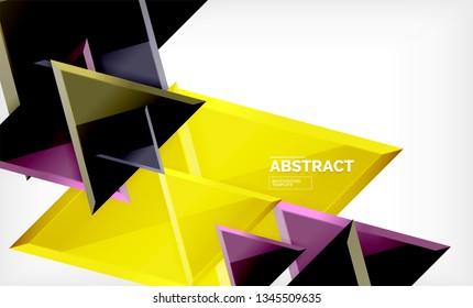 Flying triangles compostion geometric background. Vector illustration