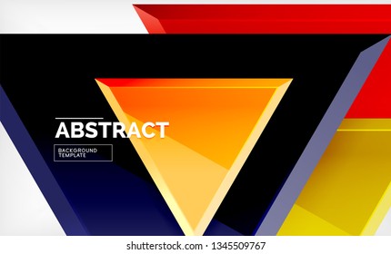 Flying triangles compostion geometric background. Vector illustration