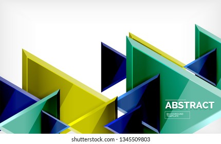 Flying triangles compostion geometric background. Vector illustration