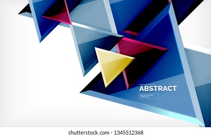 Flying triangles compostion geometric background. Vector illustration