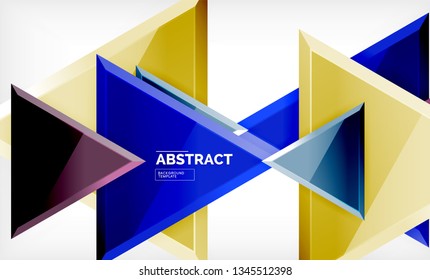 Flying triangles compostion geometric background. Vector illustration