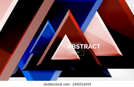Flying triangles compostion geometric background. Vector illustration
