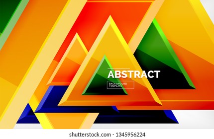 Flying triangles compostion geometric background. Vector illustration