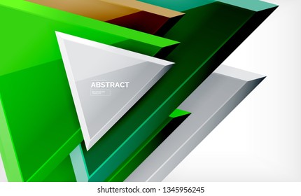 Fliegende Dreiecke, geometrischer Hintergrund der Komposition. Vektorgrafik