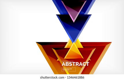 Fliegende Dreiecke, geometrischer Hintergrund der Komposition. Vektorgrafik