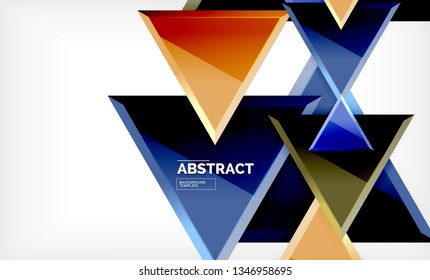 Flying triangles compostion geometric background. Vector illustration