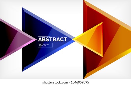 Flying triangles compostion geometric background. Vector illustration