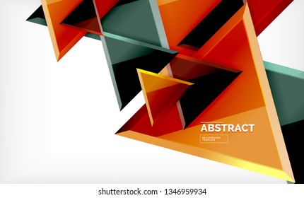 Flying triangles compostion geometric background. Vector illustration