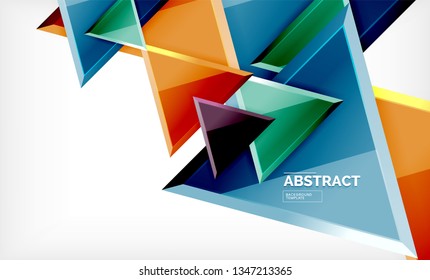 Flying triangles compostion geometric background. Vector illustration
