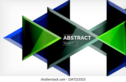 Flying triangles compostion geometric background. Vector illustration