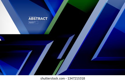Flying triangles compostion geometric background. Vector illustration