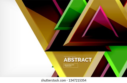 Flying triangles compostion geometric background. Vector illustration