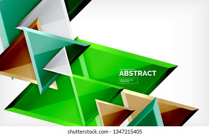 Flying triangles compostion geometric background. Vector illustration