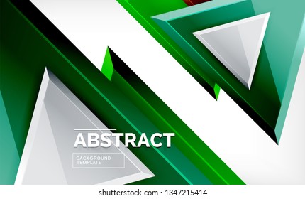 Flying triangles compostion geometric background. Vector illustration