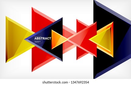 Flying triangles compostion geometric background. Vector illustration