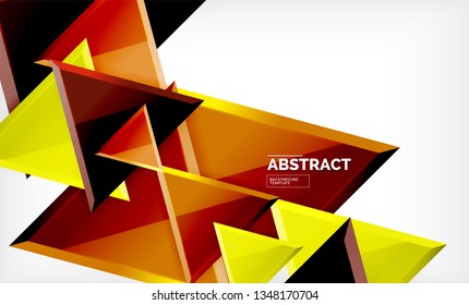 Flying triangles compostion geometric background. Vector illustration